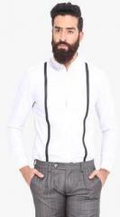 Mr Button White Solid Slim Fit Casual Shirt men