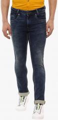 Mufti Blue Washed Mid Rise Slim Fit Jeans men