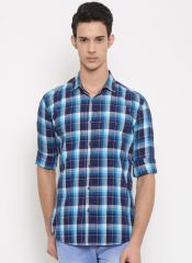 Nature Casuals Blue Slim Fit Checked Casual Shirt men