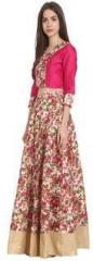Nayo Multicoloured Printed Flared Skirt With Top women