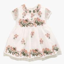 Next Beige Floral Embroidered Dress girls