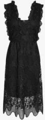 Next Black Ruffle Lace Midi Dress women