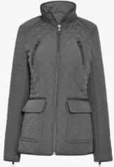 Next Dark Grey Solid Quilted Jacket women