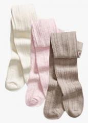 Next Pink/Mink/Ecru Cable Tights Three Pack girls