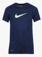Nike B Dry Ss Swoosh Solid Navy Blue T Shirt boys