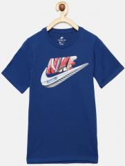 Nike Blue Printed Round Neck T Shirt boys