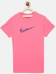 Nike Pink Printed Round Neck T Shirt girls