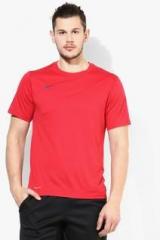 Nike Red Solid Round Neck T Shirt men