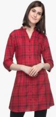 One Femme Red Checked Tunic women