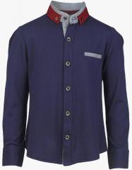 One Friday Blue Solid Casual Shirt boys