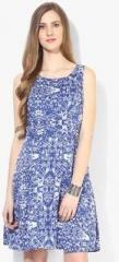 Only Blue Colored Printed Skater Dress women