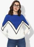 Only Blue/White Colourblocked Sweater women