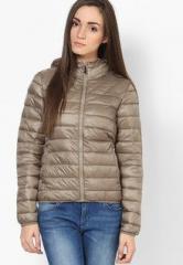 Only Grey Solid Winter Jacket women