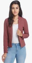 Only Maroon Solid Summer Jacket women