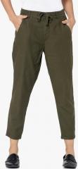 Only Olive Solid Loose Fit Coloured Pants women