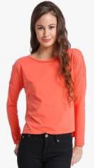 Only Orange Solid T Shirt women