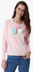 Only Pink Solid Sweater women