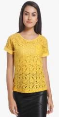 Only Yellow Solid Blouse women
