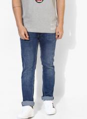 Oxemberg Blue Washed Mid Rise Slim Fit Jeans men