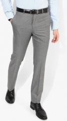 Oxemberg Grey Self Design Slim Fit Formal Trouser men