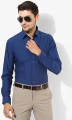 Oxemberg Navy Blue Self Design Slim Fit Formal Shirt men