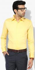 Oxemberg Yellow Solid Slim Fit Formal Shirt men