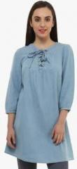 Oxolloxo Blue Solid Tunic women