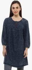 Oxolloxo Navy Blue Solid Tunic women