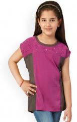 Oxolloxo Pink Solid Polyester Boxy Top girls