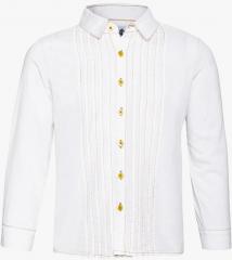 Oxolloxo White Solid Regular Fit Casual Shirt boys