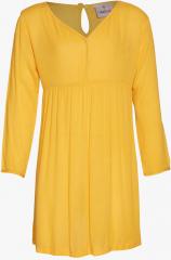 Oxolloxo Yellow Solid A Line Dress girls