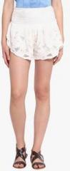Ozel White Embroidered Shorts women