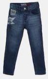 Palm Tree Blue Slim Fit Mid Rise Clean Look Jeans boys