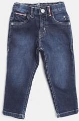 Palm Tree Navy Blue Regular Fit Mid Rise Clean Look Stretchable Jeans boys