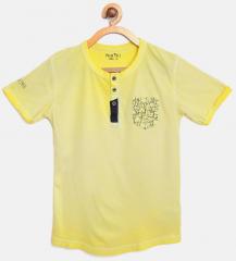 Palm Tree Yellow Solid Henley Neck T Shirt boys