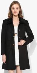 Park Avenue Black Solid Long Coat women