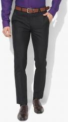 Park Avenue Black Tapered Fit Checked Regular Trousers men