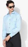 Park Avenue Blue Slim Fit Self Design Formal Shirt men