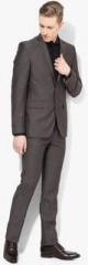Park Avenue Brown Solid Slim Fit Suit Set men
