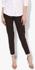 Park Avenue Brown Solid Tapered Fit Chinos women