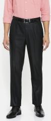 Park Avenue Charcoal Grey Regular Fit Checked Formal Trousers men