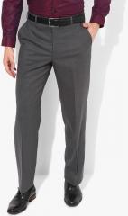 Park Avenue Charcoal Grey Self Design Slim Fit Formal Trouser men