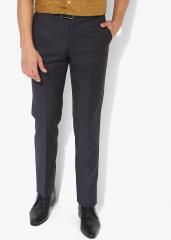 Park Avenue Charcoal Grey Solid Regular Fit Formal Trouser men