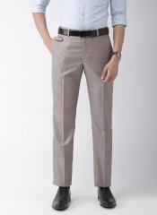 Park Avenue Grey Smart Slim Fit Self Design Formal Trousers men