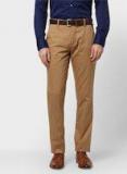 Park Avenue Khaki Regular Fit Solid Formal Trouser men