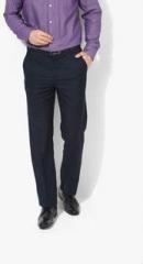 Park Avenue Navy Blue Solid Slim Fit Formal Trouser men