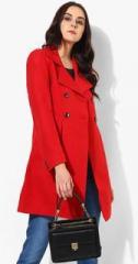 Park Avenue Red Solid Long Coat women