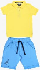 Parrot Crow Yellow Solid Shorts Set boys