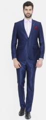 Parx Navy Blue Solid Urban Fit Single Breasted Formal Suit men