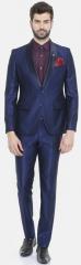 Parx Navy Blue Solid Urban Fit Tuxedo Suit men